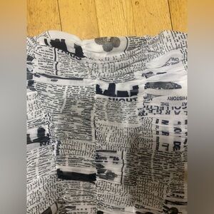 Zara great newspaper print mesh ruched top. Strapless. Size small